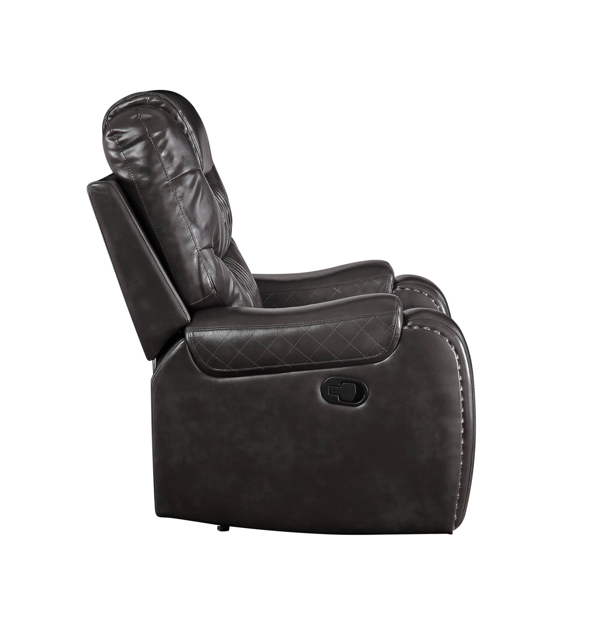 Braylon Magnetite Synthetic Leather Recliner Loveseat with Cupholder Console - 1st Choice Furniture Direct
