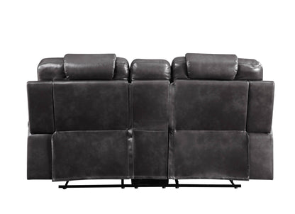 Braylon Magnetite Synthetic Leather Recliner Loveseat with Cupholder Console - 1st Choice Furniture Direct