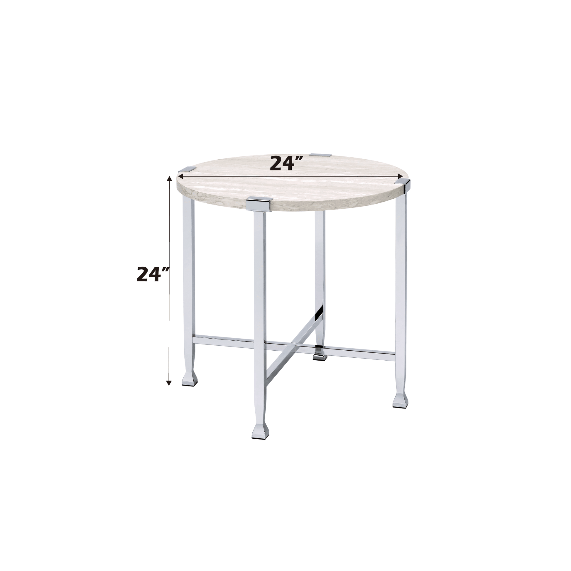 Brecon White Oak & Chrome Finish End Table - 1st Choice Furniture Direct