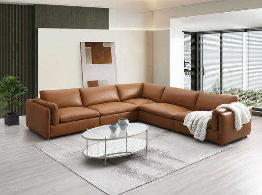Brighton Top Grain Leather 5 Pieces Modular Sectional - 1st Choice Furniture Direct