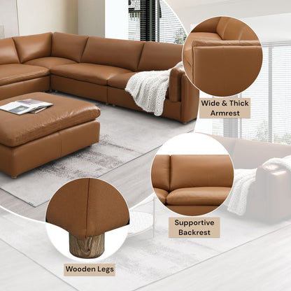 Brighton Top Grain Leather 5 Pieces Modular Sectional - 1st Choice Furniture Direct