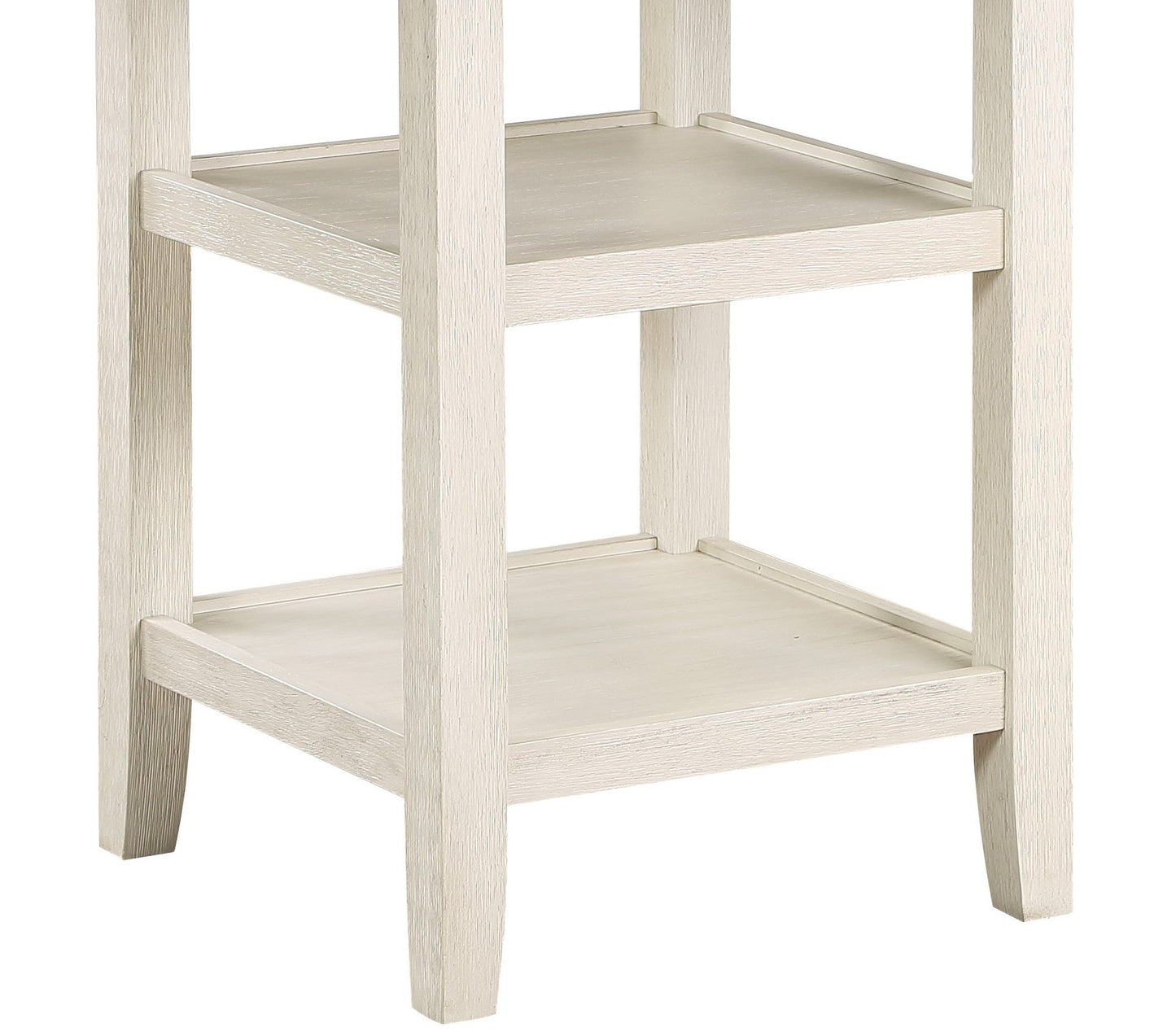 Brown and Antique White Finish 1pc Counter Height Table with 2x Display Shelves Transitional Style Furniture - 1st Choice Furniture Direct