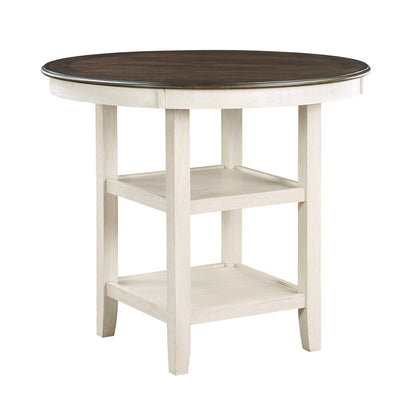 Brown and Antique White Finish 1pc Counter Height Table with 2x Display Shelves Transitional Style Furniture - 1st Choice Furniture Direct
