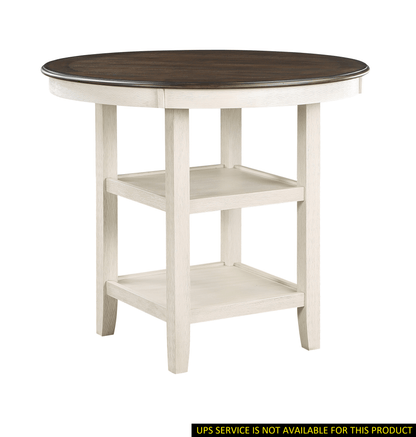 Brown and Antique White Finish 1pc Counter Height Table with 2x Display Shelves Transitional Style Furniture - 1st Choice Furniture Direct