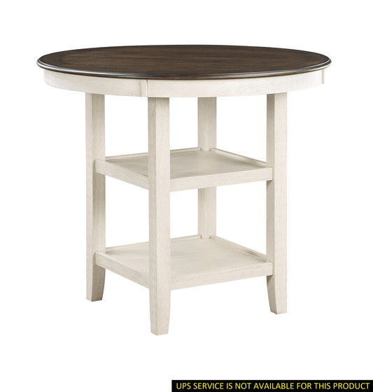 Brown and Antique White Finish 1pc Counter Height Table with 2x Display Shelves Transitional Style Furniture - 1st Choice Furniture Direct