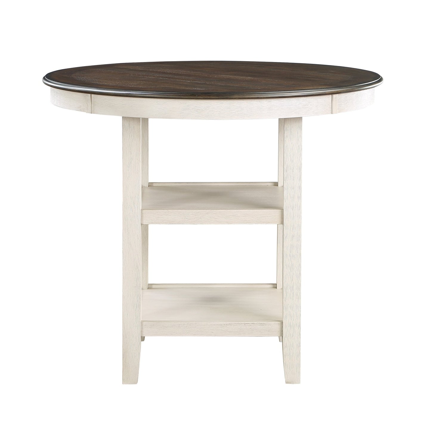Brown and Antique White Finish 1pc Counter Height Table with 2x Display Shelves Transitional Style Furniture - 1st Choice Furniture Direct