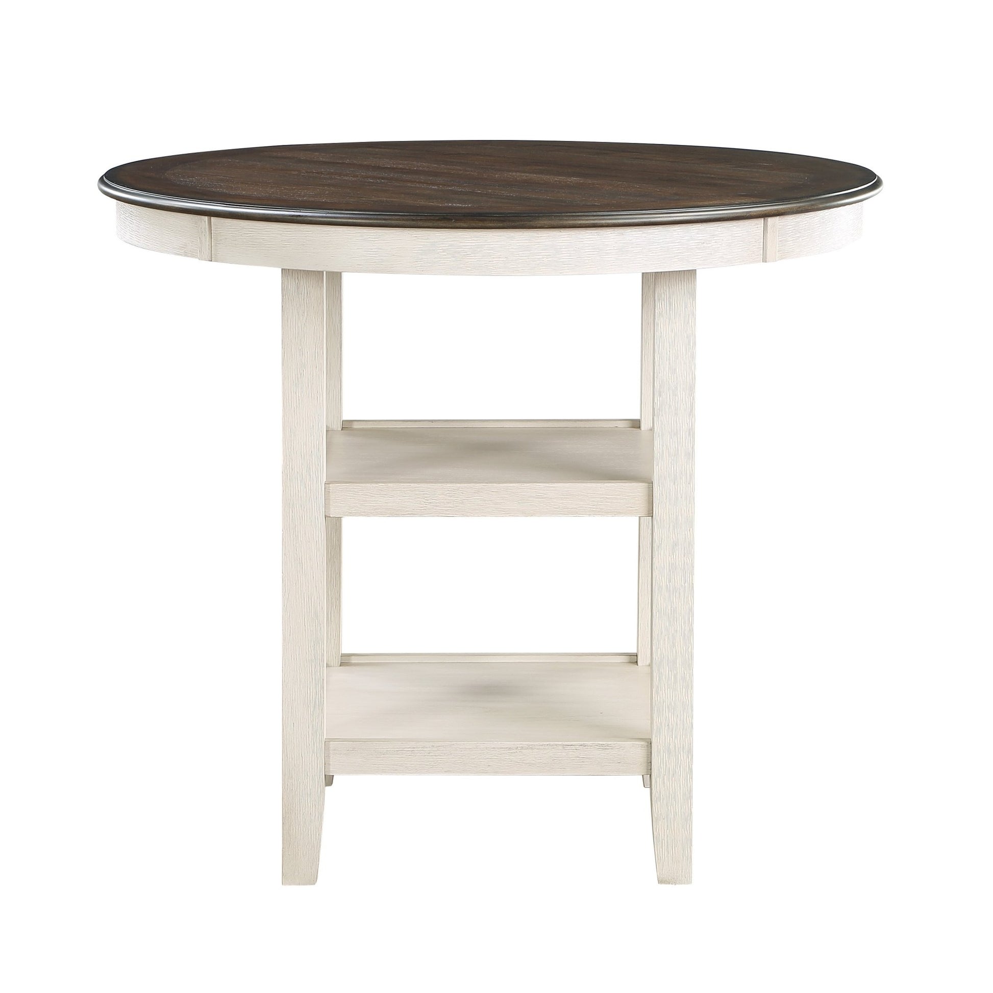Brown and Antique White Finish 1pc Counter Height Table with 2x Display Shelves Transitional Style Furniture - 1st Choice Furniture Direct