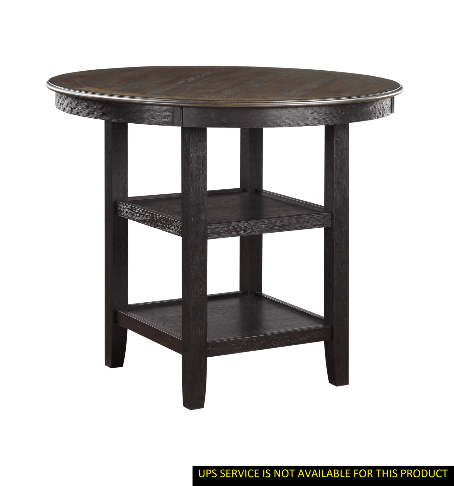 Brown and Black White Finish 1pc Counter Height Table with 2x Display Shelves Transitional Style Furniture - 1st Choice Furniture Direct