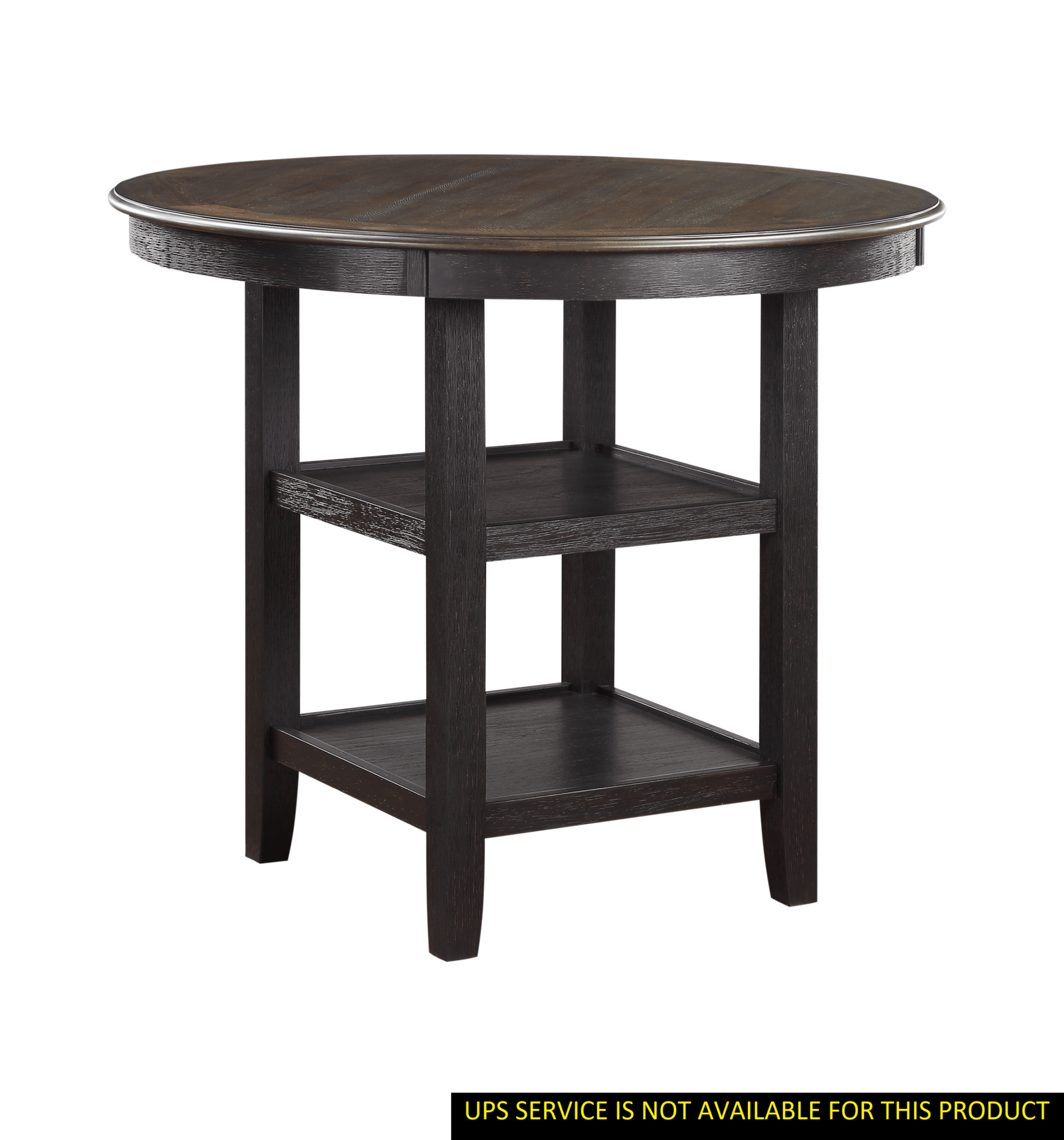 Brown and Black White Finish 1pc Counter Height Table with 2x Display Shelves Transitional Style Furniture - 1st Choice Furniture Direct