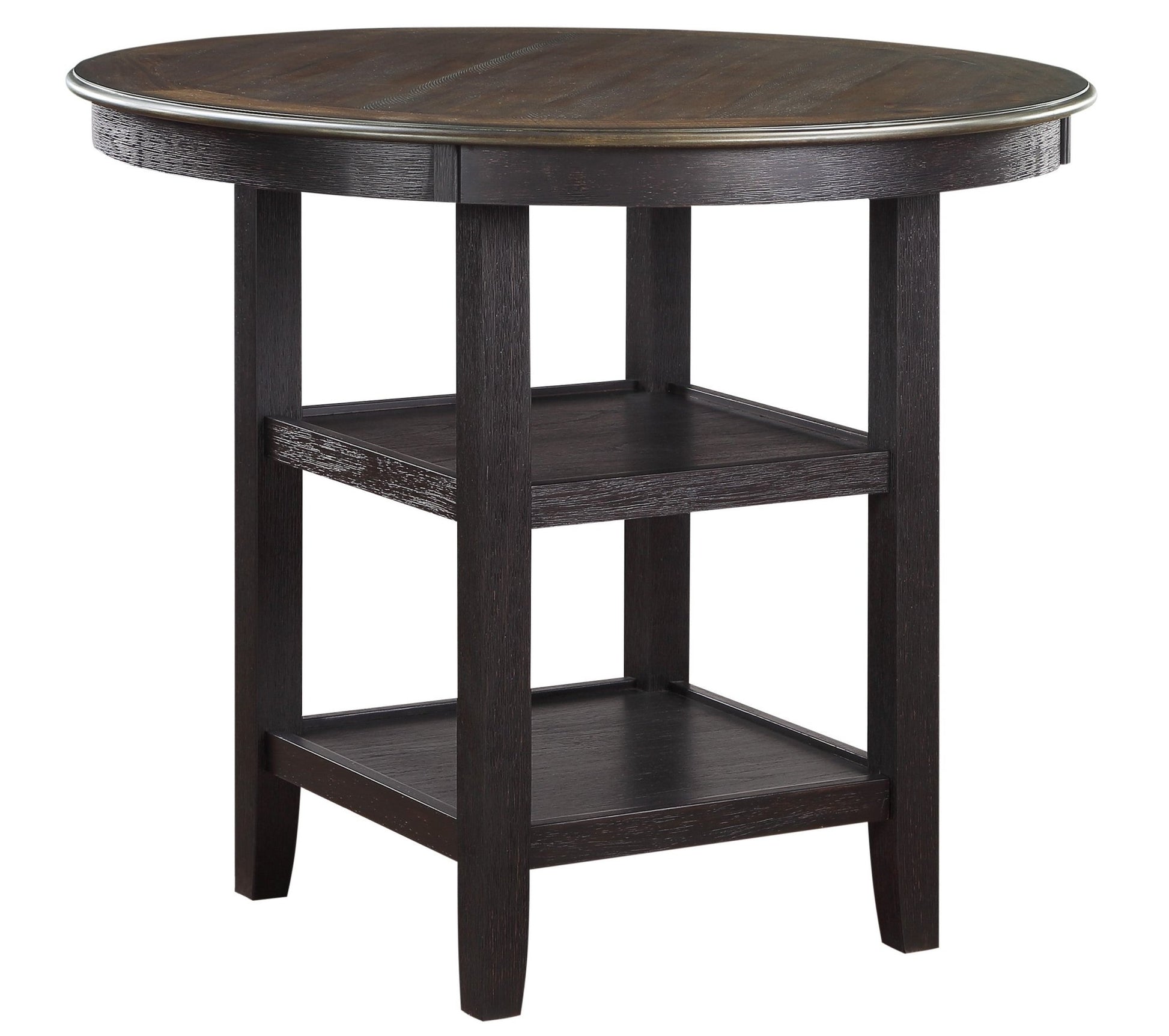 Brown and Black White Finish 1pc Counter Height Table with 2x Display Shelves Transitional Style Furniture - 1st Choice Furniture Direct