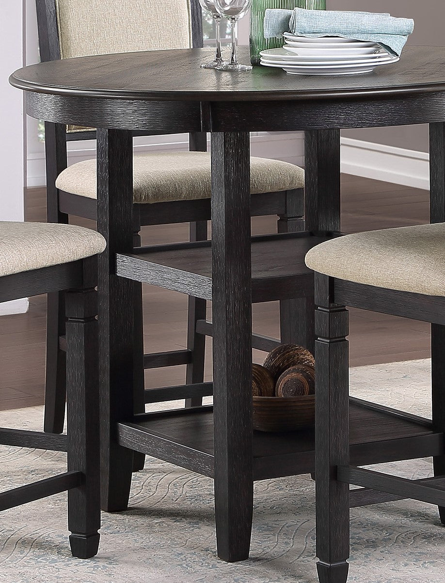 Brown and Black White Finish 1pc Counter Height Table with 2x Display Shelves Transitional Style Furniture - 1st Choice Furniture Direct
