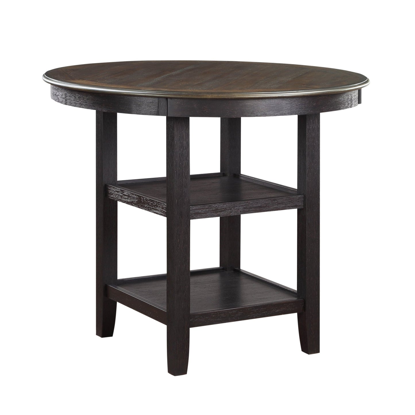 Brown and Black White Finish 1pc Counter Height Table with 2x Display Shelves Transitional Style Furniture - 1st Choice Furniture Direct