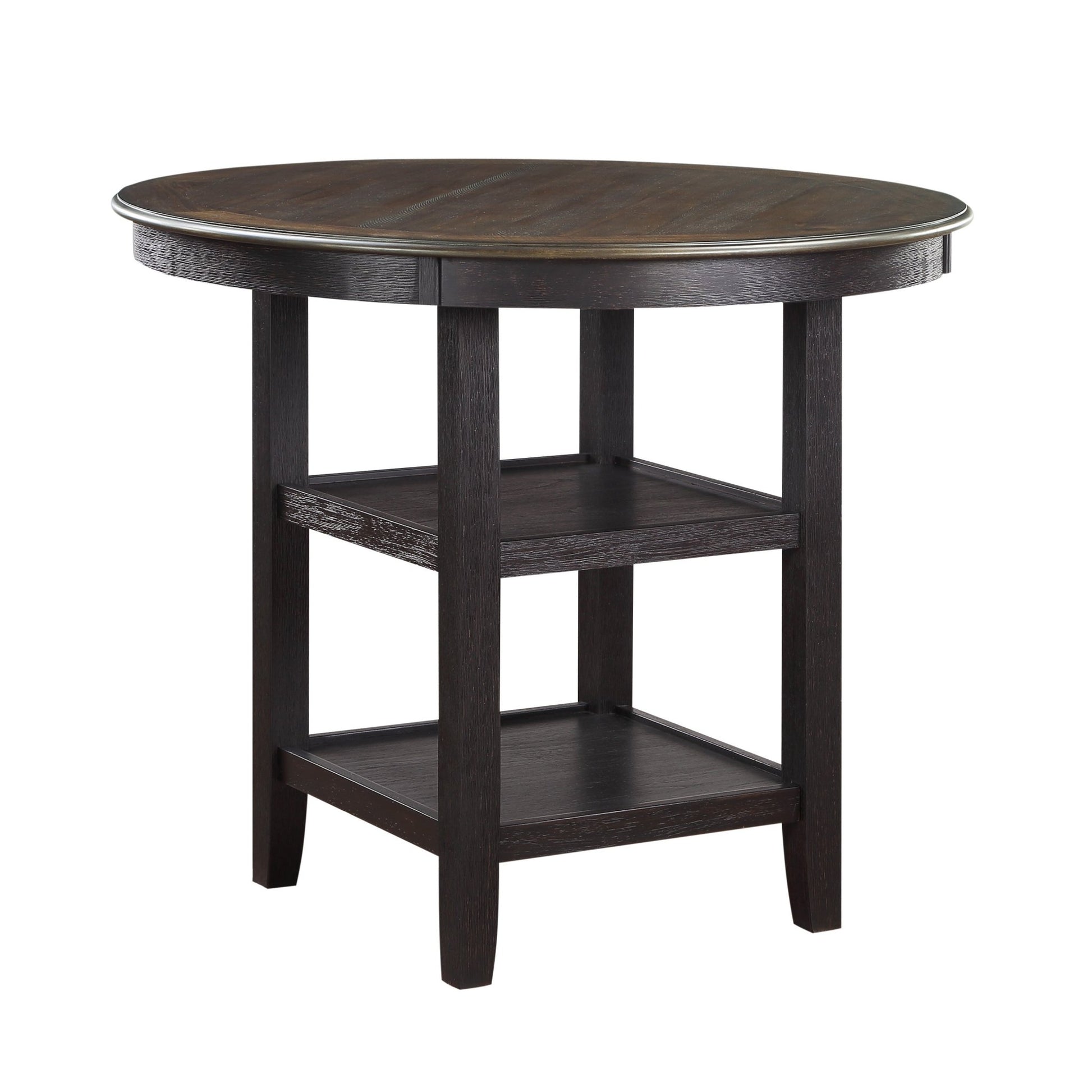 Brown and Black White Finish 1pc Counter Height Table with 2x Display Shelves Transitional Style Furniture - 1st Choice Furniture Direct