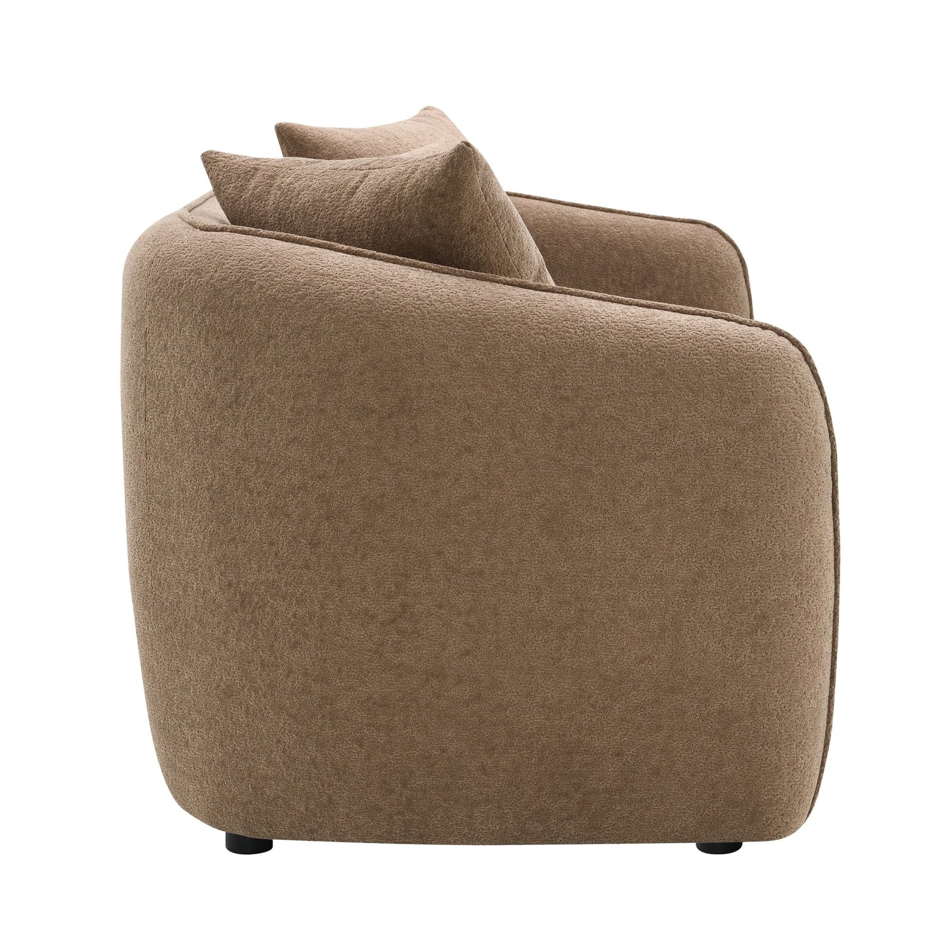 Brown Chenille 3-Seater Sofa with Accent Pillows - 1st Choice Furniture Direct