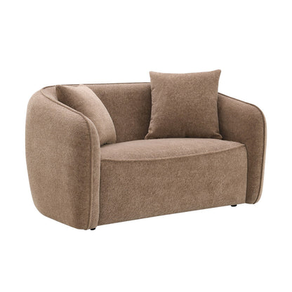 Brown Chenille Loveseat | Upholstered Sofa with Accent Pillows - 1st Choice Furniture Direct