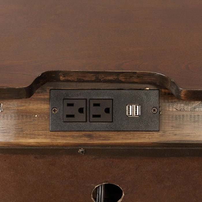 Brown Cherry Solid wood 1pc Nightstand Nickel Round Knob Transitional Style 3 - Drawers Nightstand w Under Nightlight - 1st Choice Furniture Direct