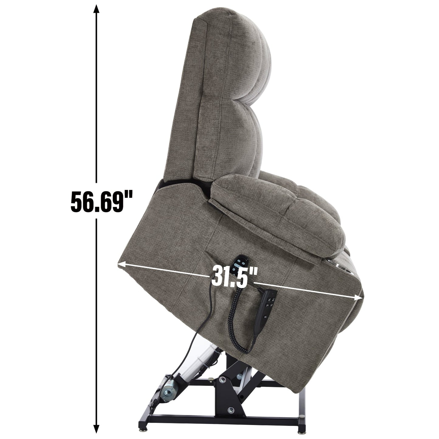 Brown Dual Motor Infinite Position Up to 350 LBS Chenille Power Lift Recliner Chair, Heavy Duty Motion Mechanism with 8 - Point Vibration Massage and Lumbar Heating, Dual Cup Holders - 1st Choice Furniture Direct