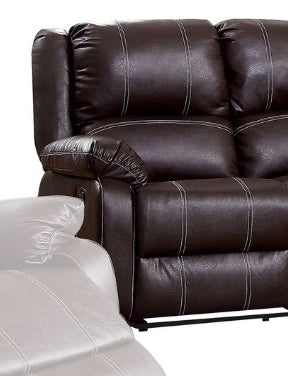 Brown Faux Leather Manual Reclining Loveseat - 1st Choice Furniture Direct
