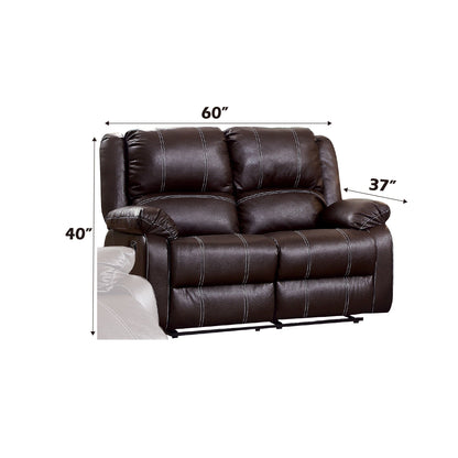 Brown Faux Leather Manual Reclining Loveseat - 1st Choice Furniture Direct