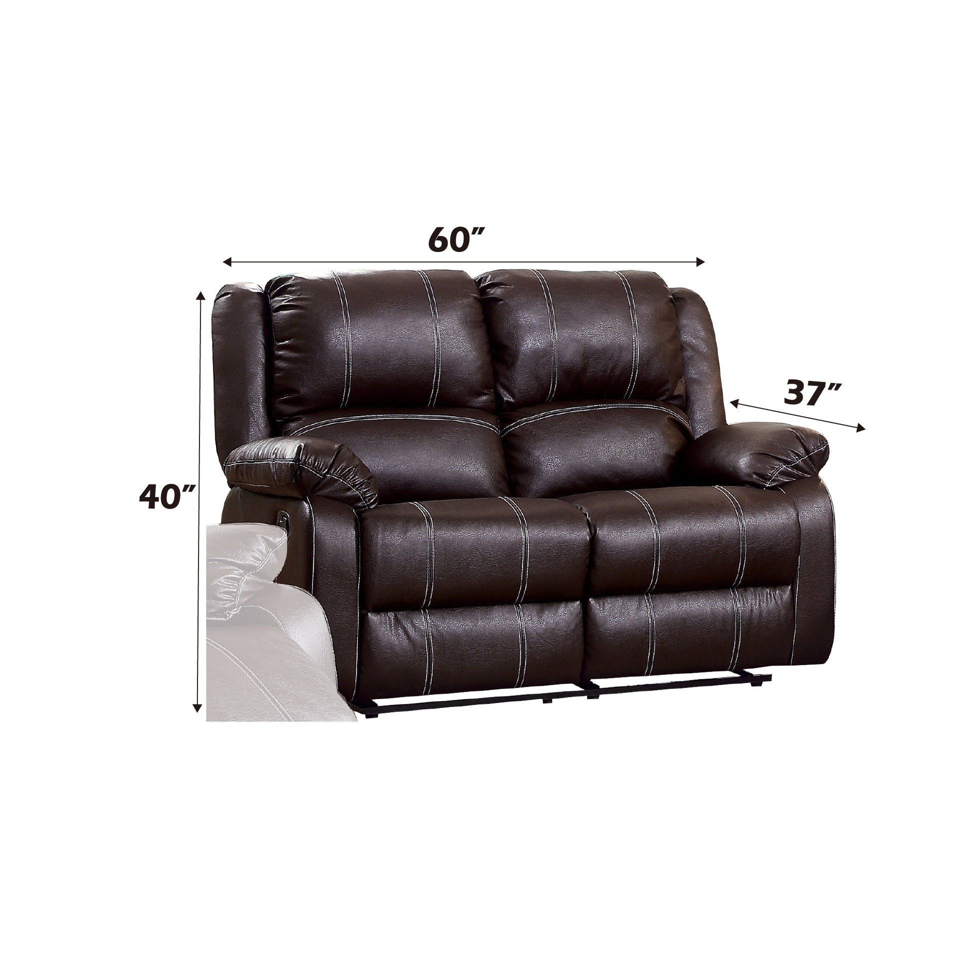 Brown Faux Leather Reclining Loveseat - 1st Choice Furniture Direct