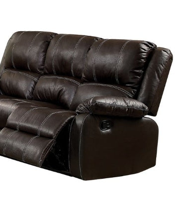 Brown Faux Leather Reclining Motion Sofa - 1st Choice Furniture Direct