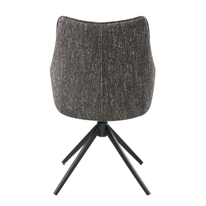 Brown Gray Chenille 360° Swivel Dining Chair - 1st Choice Furniture Direct