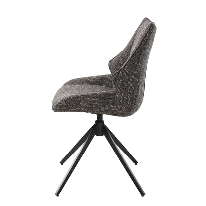 Brown Gray Chenille 360° Swivel Dining Chair - 1st Choice Furniture Direct