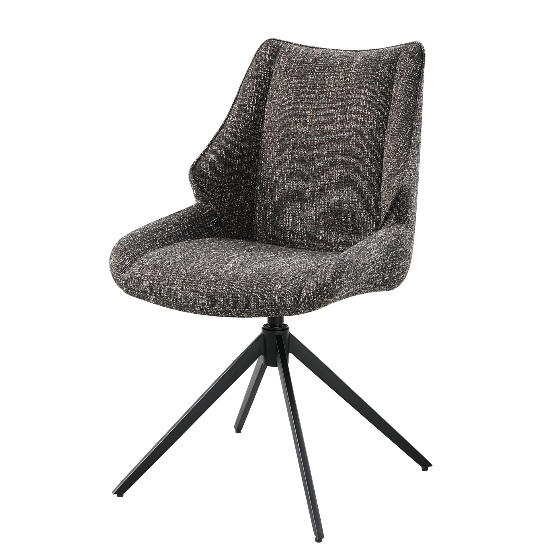 Brown Gray Chenille 360° Swivel Dining Chair - 1st Choice Furniture Direct
