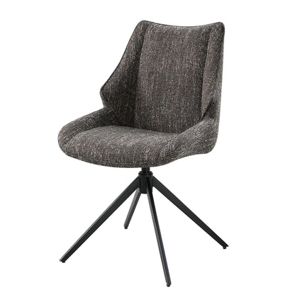 Brown Gray Chenille 360° Swivel Dining Chair - 1st Choice Furniture Direct