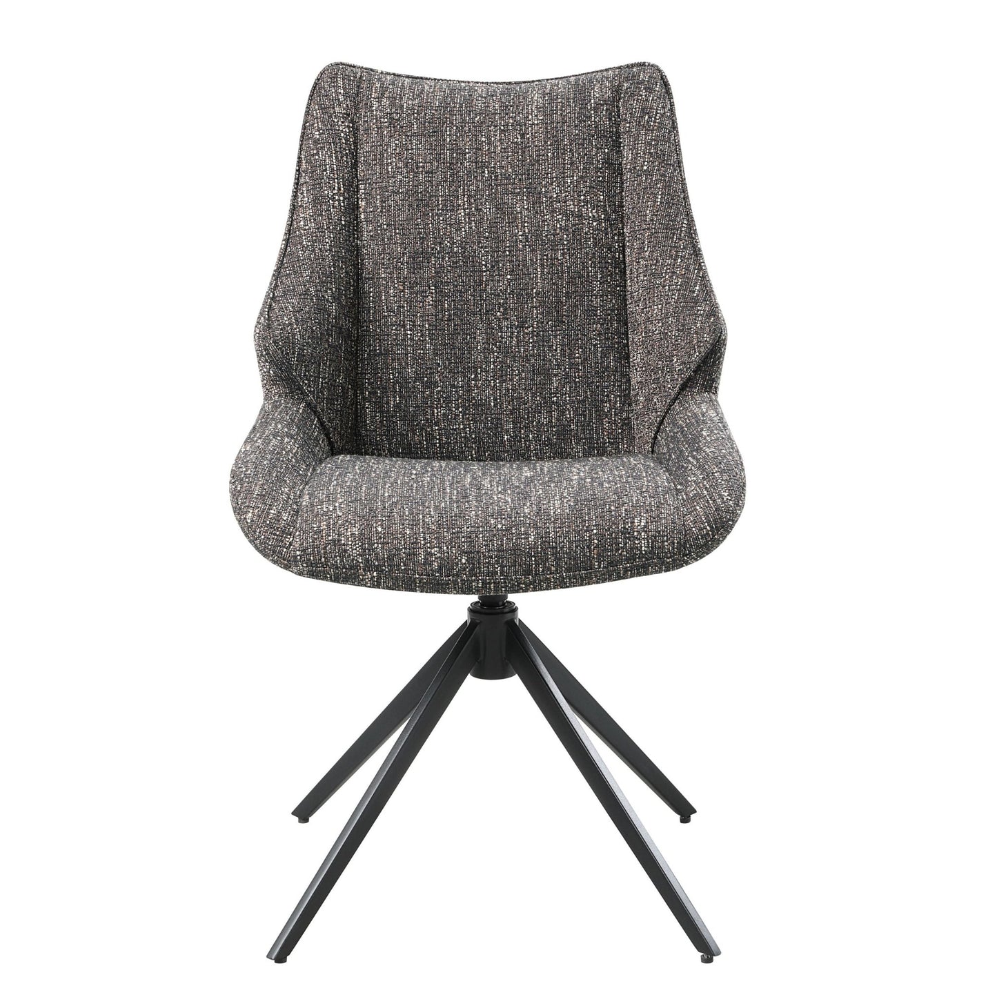 Brown Gray Chenille 360° Swivel Dining Chair - 1st Choice Furniture Direct