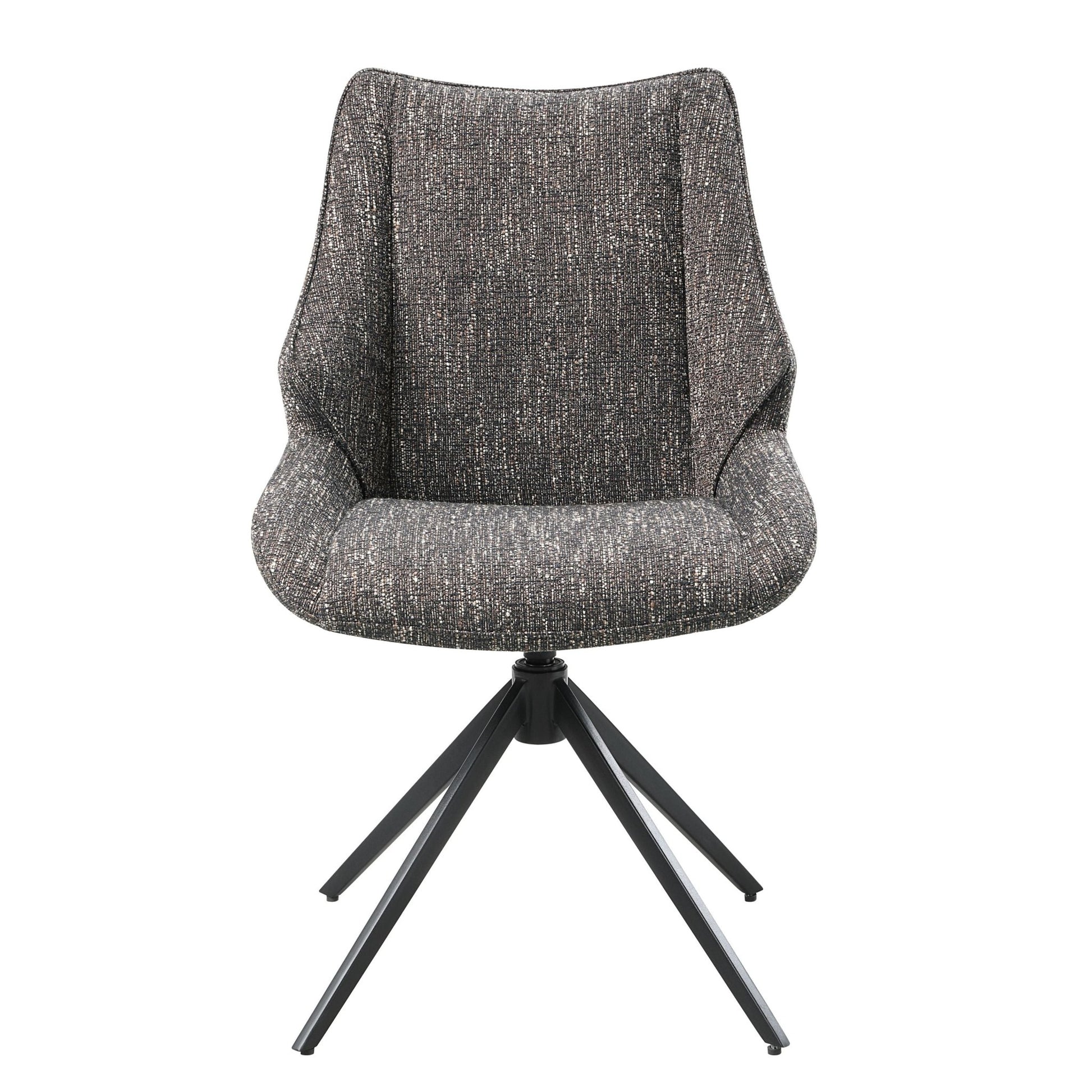 Brown Gray Chenille 360° Swivel Dining Chair - 1st Choice Furniture Direct