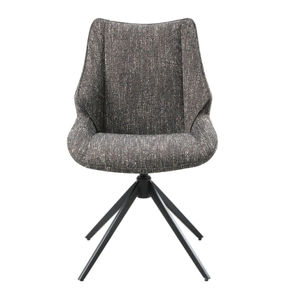 Brown Gray Chenille 360° Swivel Dining Chair - 1st Choice Furniture Direct