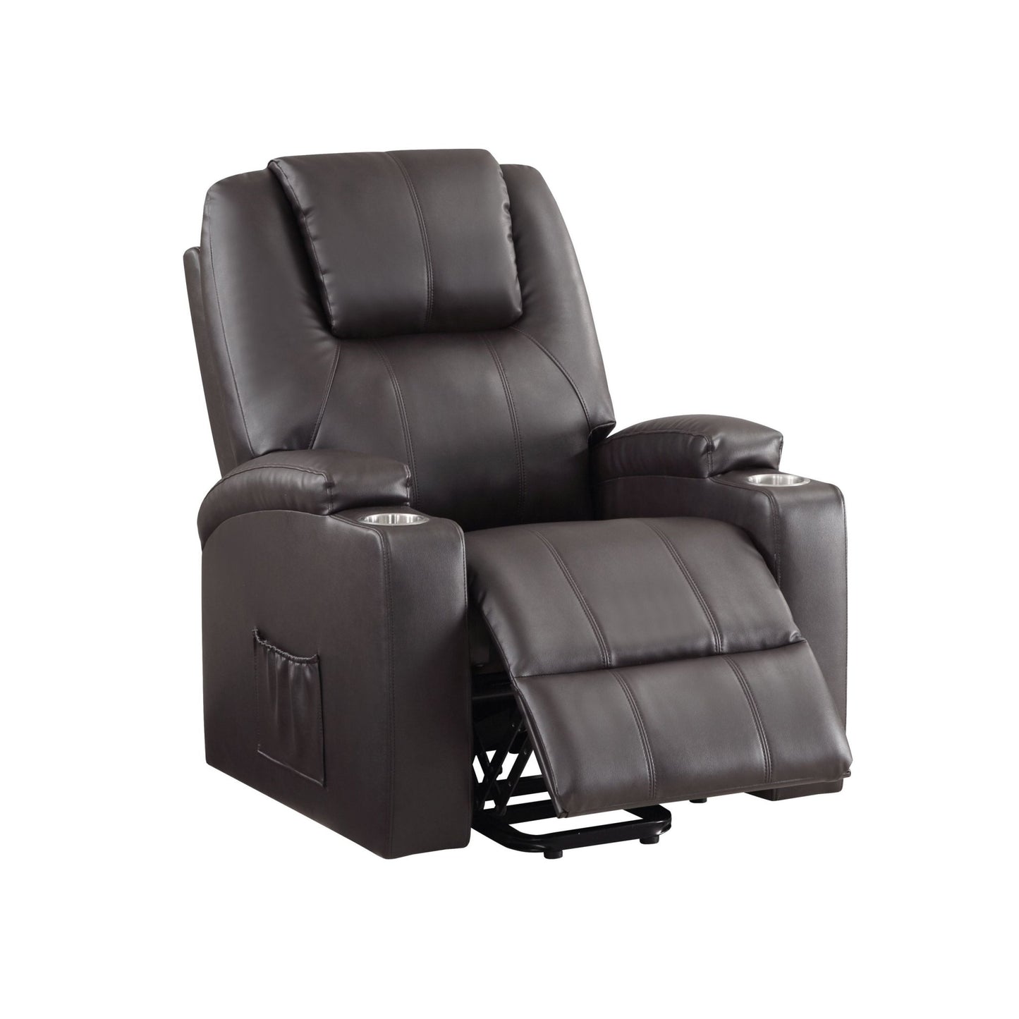Brown Leather Recliner Aire w/Power Lift & Massage - 1st Choice Furniture Direct