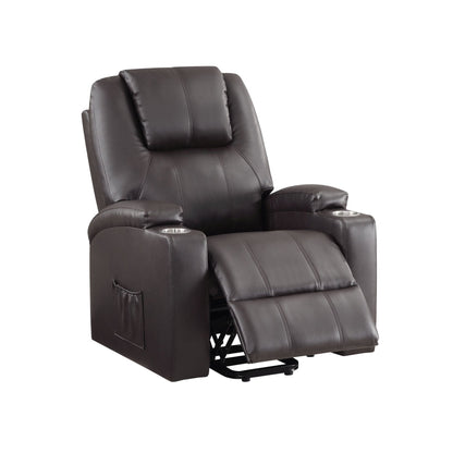 Brown Leather Recliner Aire w/Power Lift & Massage - 1st Choice Furniture Direct