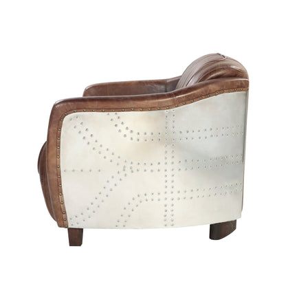 Brown Top Grain Leather Aviator Loveseat - 1st Choice Furniture Direct