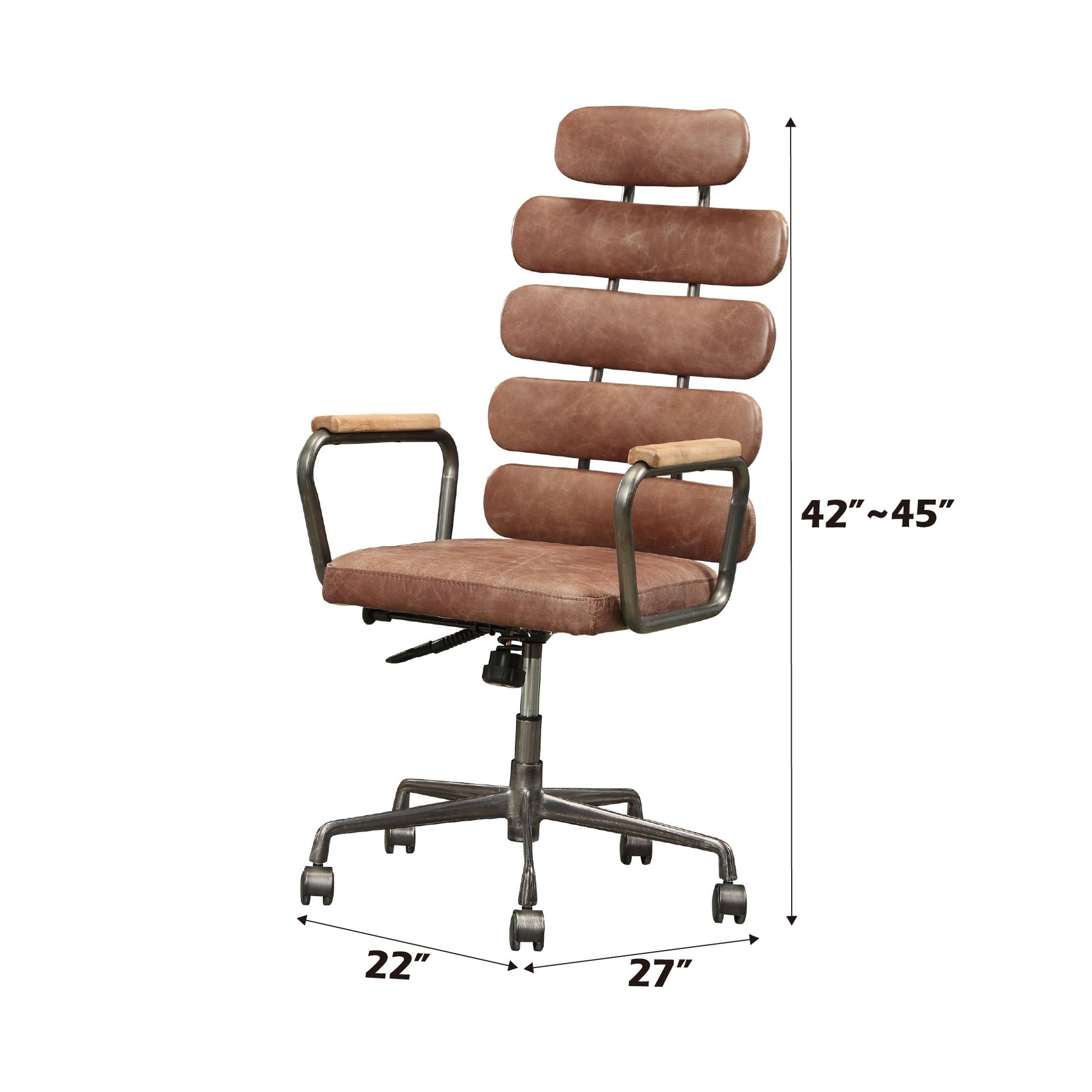 Brown Top Grain Leather Executive Office Chair with Swivel & Adjustable Height - 1st Choice Furniture Direct