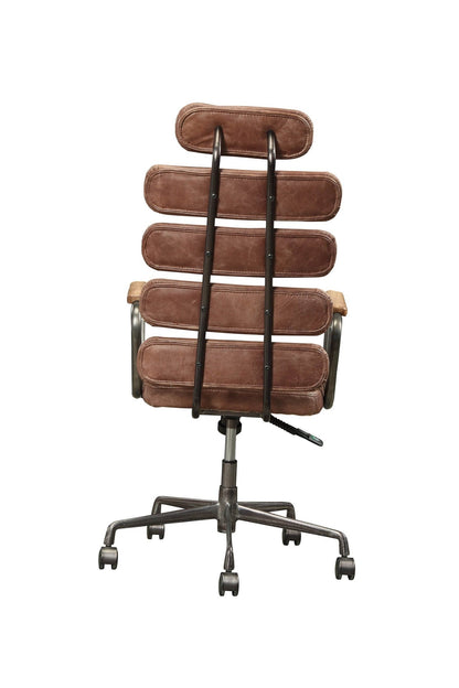 Brown Top Grain Leather Executive Office Chair with Swivel & Adjustable Height - 1st Choice Furniture Direct