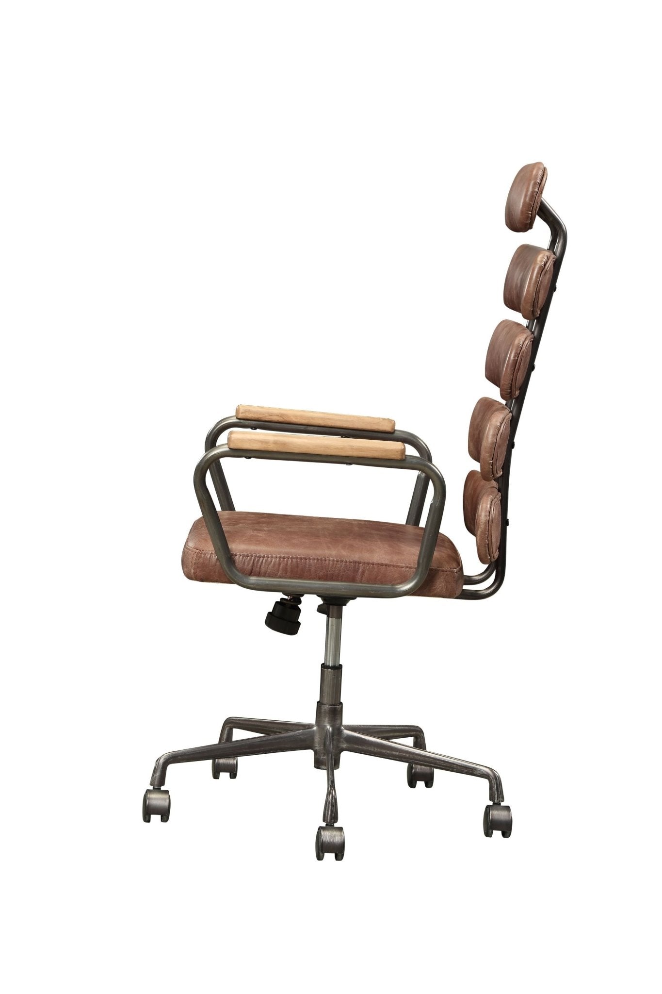 Brown Top Grain Leather Executive Office Chair with Swivel & Adjustable Height - 1st Choice Furniture Direct
