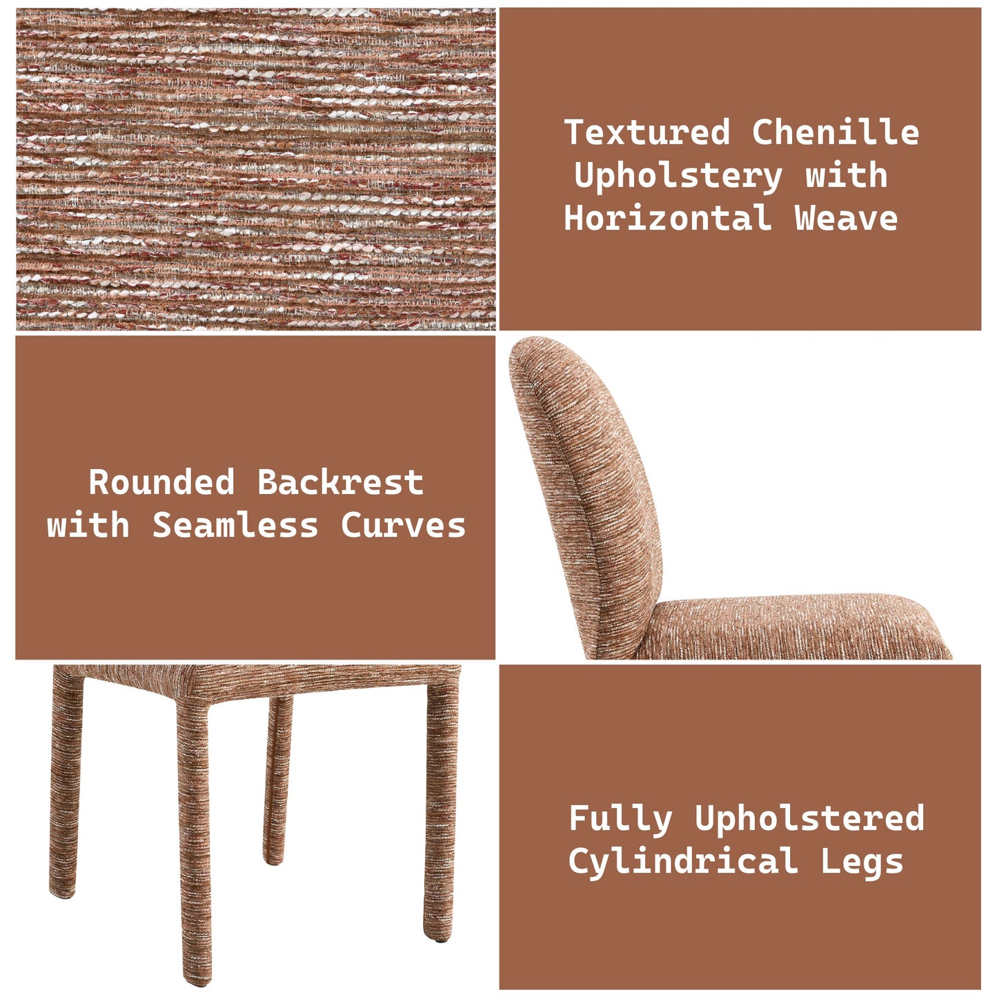 Brown Upholstered Dining Chair with Metal Frame - 1st Choice Furniture Direct