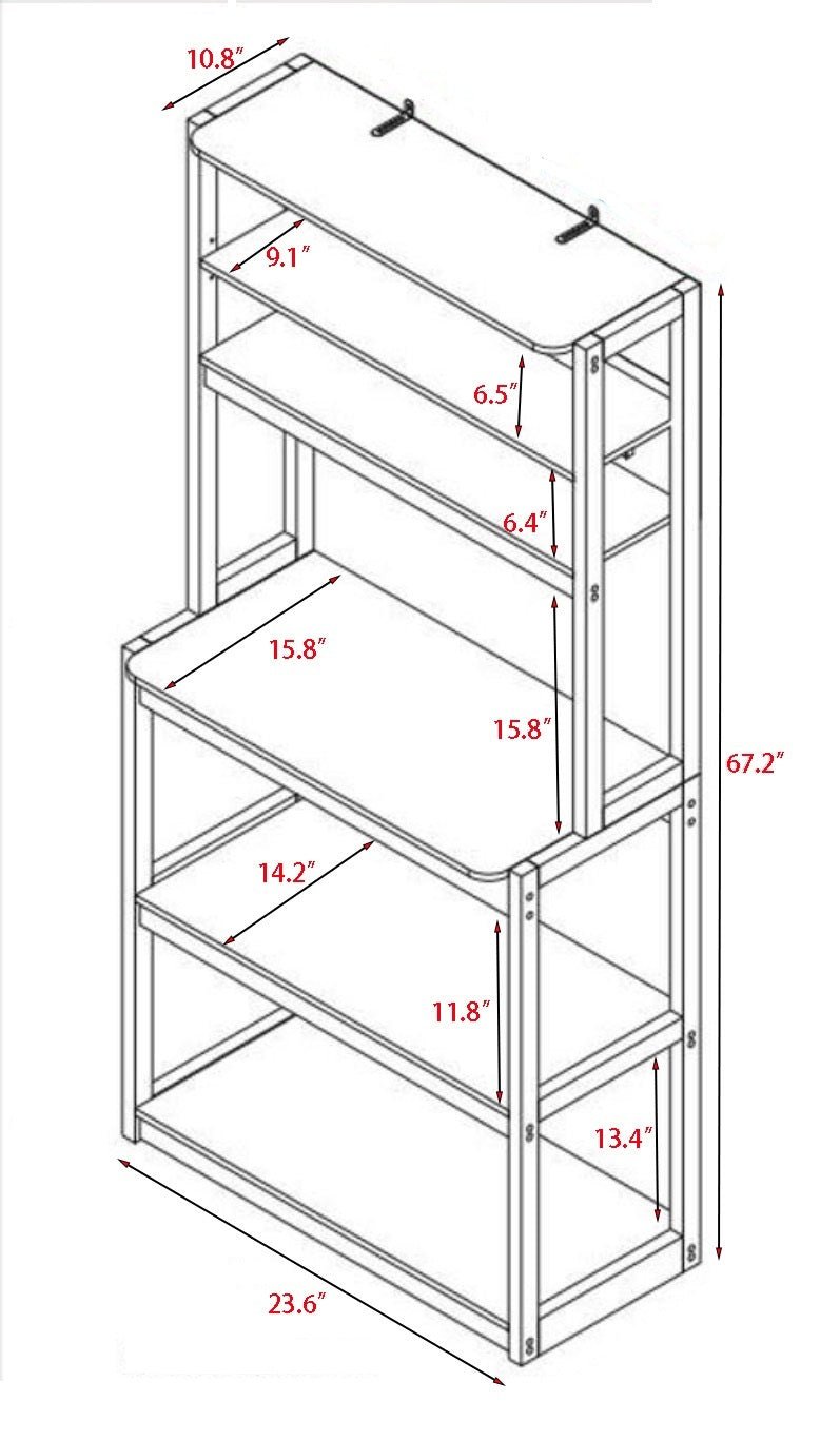 Brown & White 5-Tier Baker's Rack Kitchen Storage Shelf - 1st Choice Furniture Direct