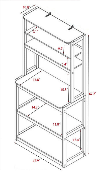 Brown & White 5-Tier Baker's Rack Kitchen Storage Shelf - 1st Choice Furniture Direct