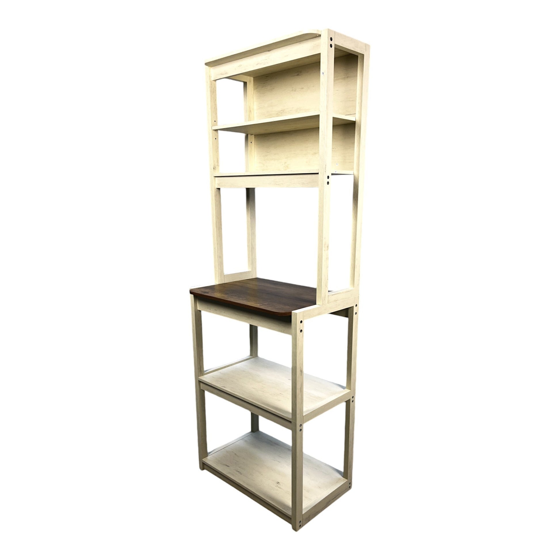 Brown & White 5-Tier Baker's Rack Kitchen Storage Shelf - 1st Choice Furniture Direct