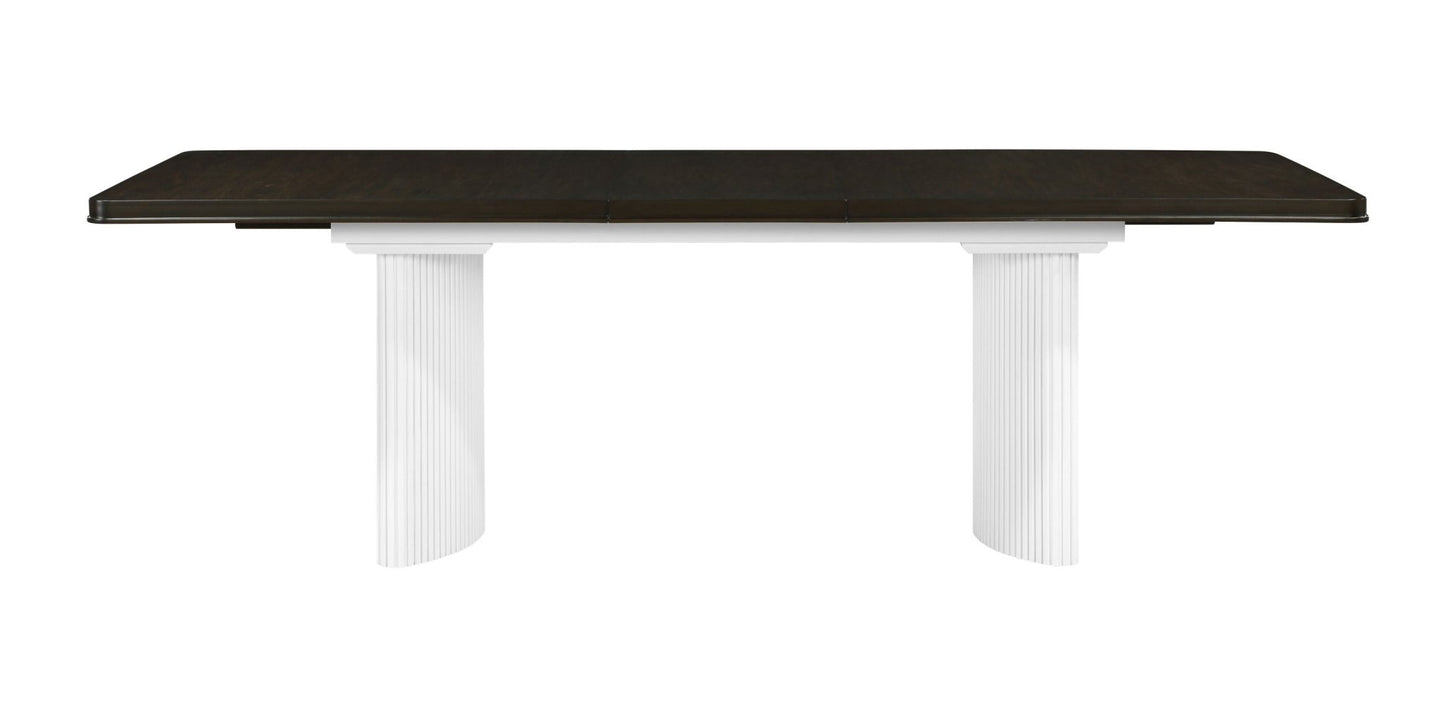 Brown & White Extendable Dining Table with 18-Inch Leaf - 1st Choice Furniture Direct