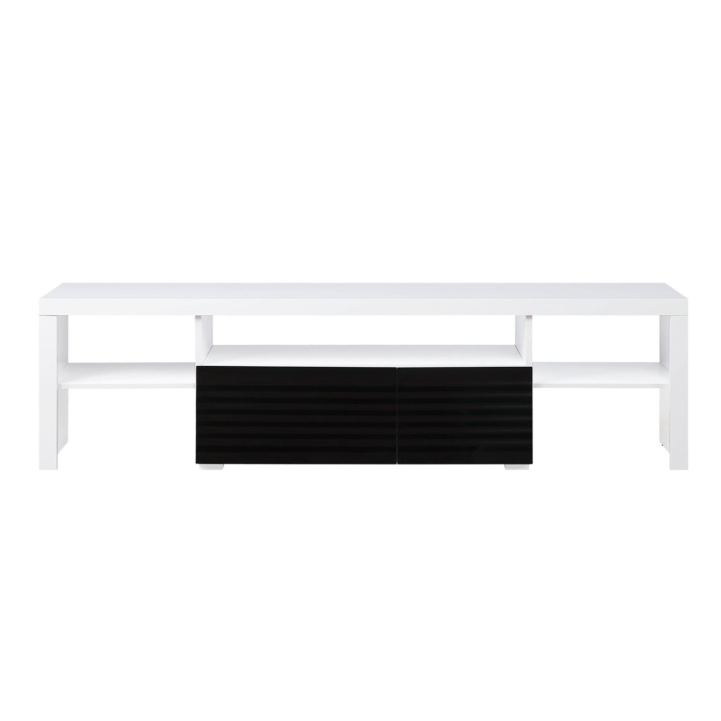 Buck II White & Black High Gloss Finish TV Stand - 1st Choice Furniture Direct