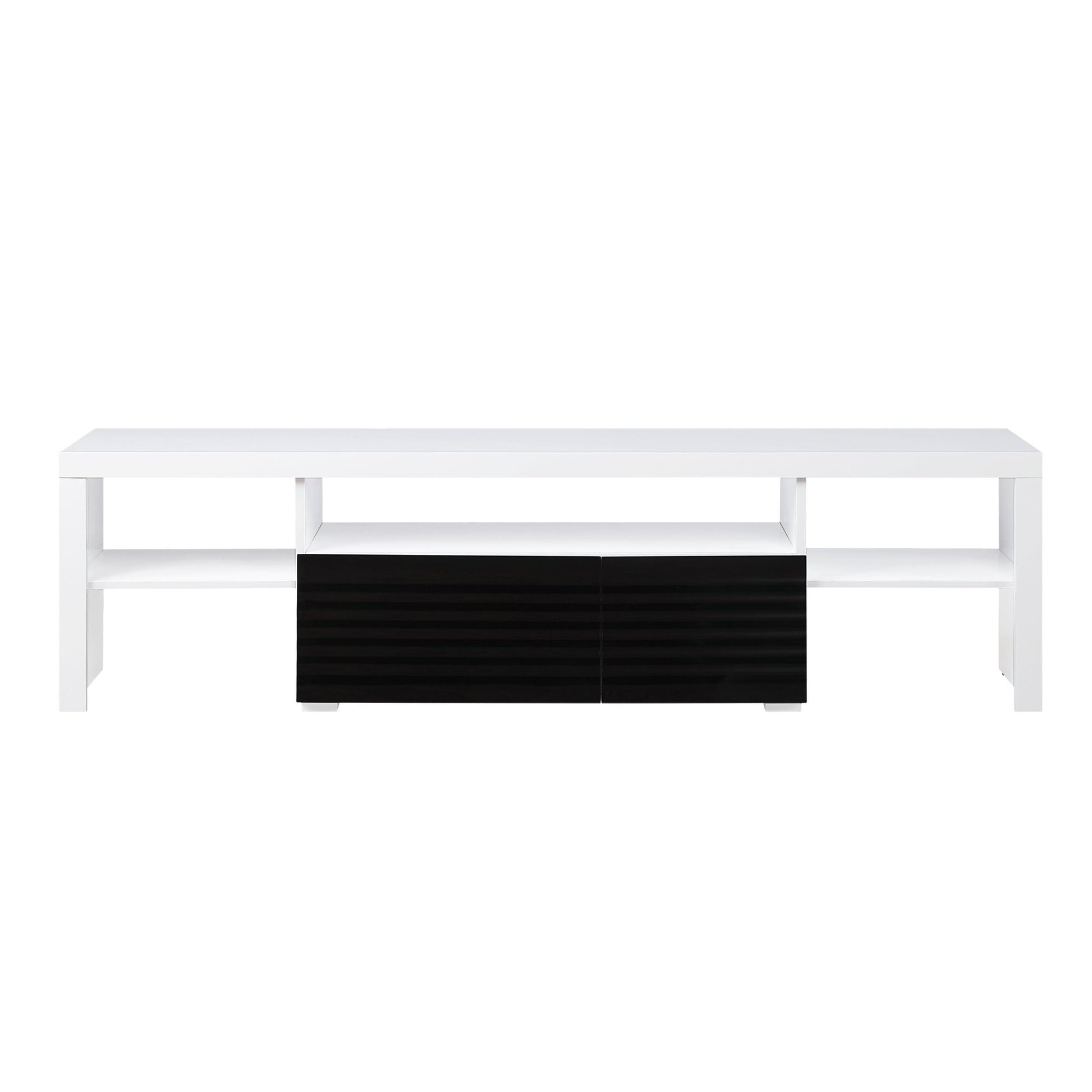 Buck II White & Black High Gloss Finish TV Stand - 1st Choice Furniture Direct
