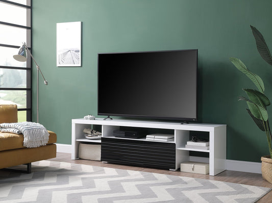Buck II White & Black High Gloss Finish TV Stand - 1st Choice Furniture Direct
