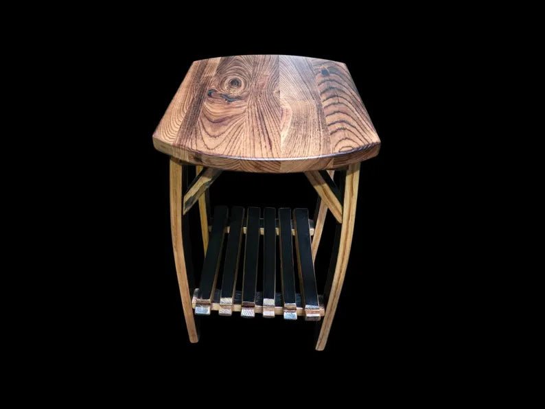 Burnt Hickory Whiskey Barrel Stave End Table | Rustic Handmade Barrel Furniture - 1st Choice Furniture Direct