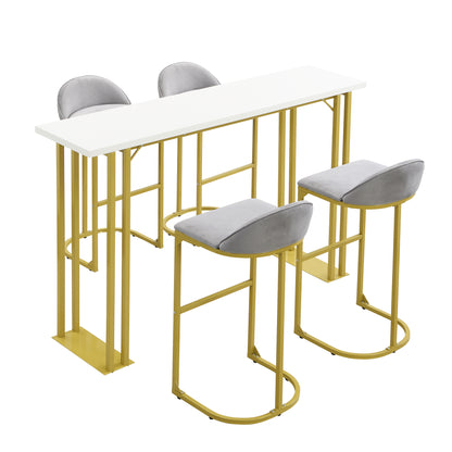 1st Choice Modern Gold White Table 5-Pcs Dining Bar Table & Chairs Set