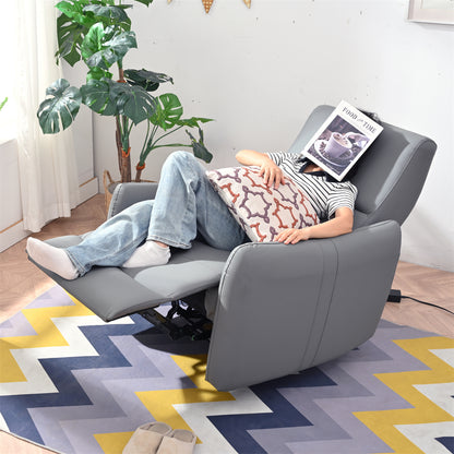 Blue Gray Power Wall Hugger Recliner with USB & USB-C Charging