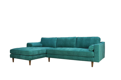1st Choice Contemporary Luxurious Laf Sectional in Turquoise